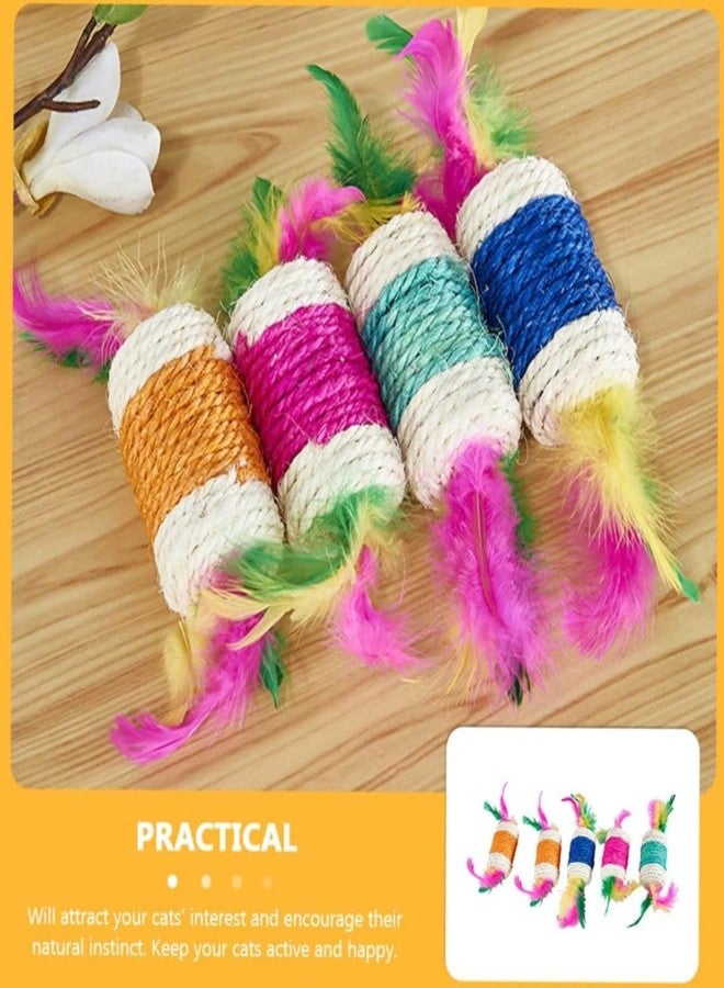 PET FUN Cat Teaser Stick with Feather & Paper Rope Cylinder | Interactive Play Toy |Pack of 2 - Image 3